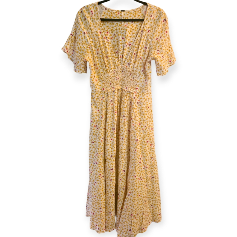 Free People In Full Bloom Low V Neck Midi Dress